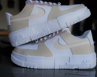 nike air force 1 shadow sneakers in off white and beige tones