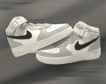 Custom Nike Air Force 1 Gray Black White Neutral Colors Custom shoes gift custom af1 custom nikes gift shoes easter gifts easter custom shoe