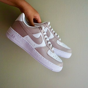 Custom Air Force 1, Beige Nike Air Force 1, Beige Sneakers, Trendy Sneakers, Women’s AF1, Women’s Air Force 1, Nike fashion sneakers