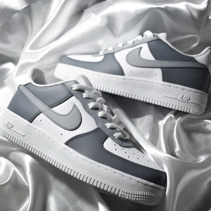 Custom Nike Air Force 1 Gray Black White Neutral Colors Custom shoes gift custom af1 custom nikes gift shoes easter gifts easter custom shoe