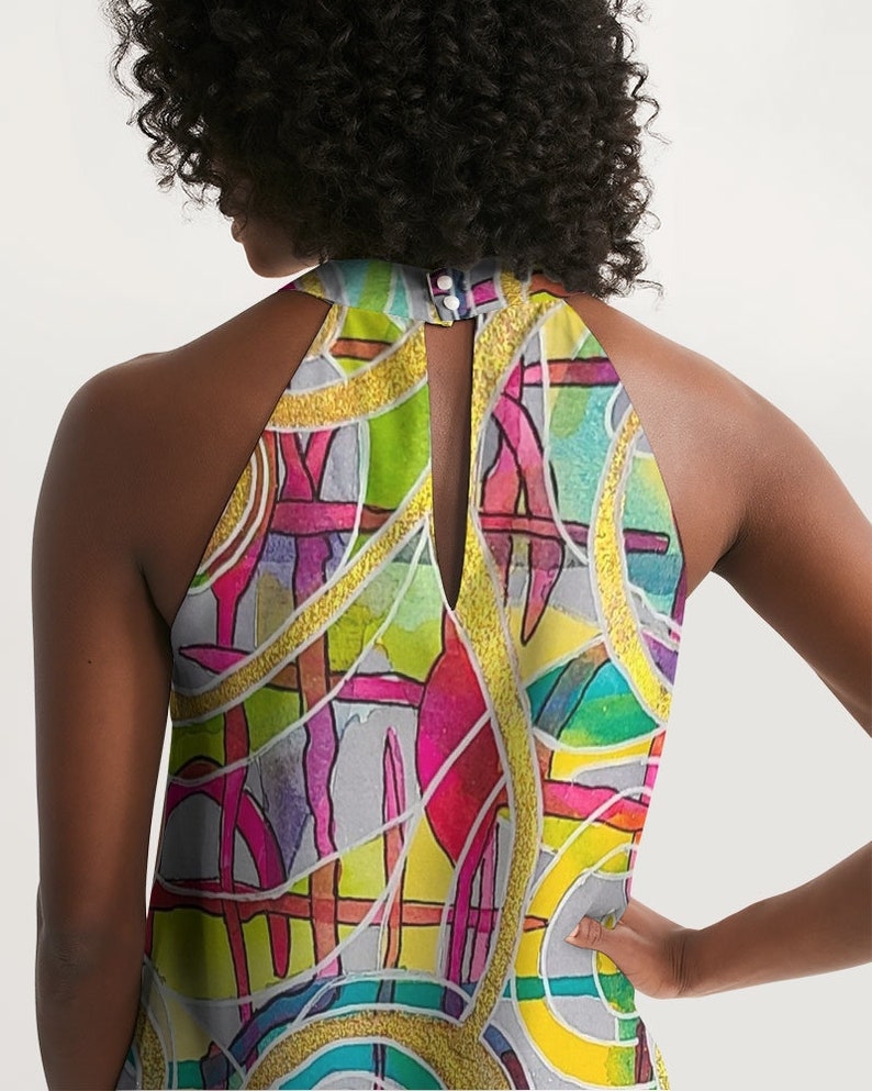 Abstract Swirl Women/'s Halter Dress