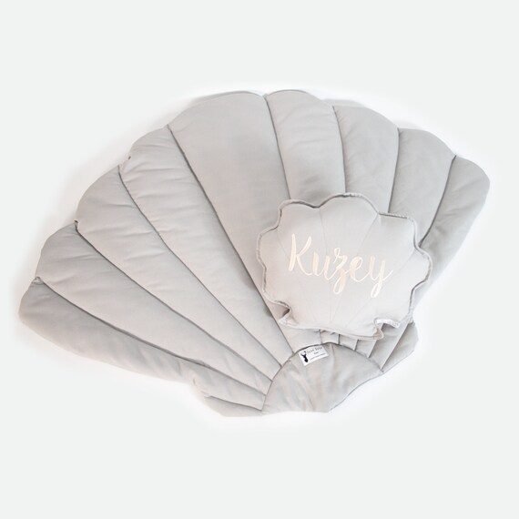 Shell Mat Gray Baby Play Mat Nursery Floor Mat Personalized Etsy