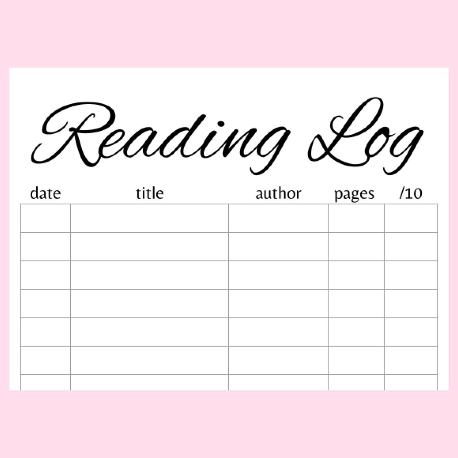 Simple Reading Log Printable Reading Tracker Planner Etsy Simple reading log printable reading tracker planner etsy