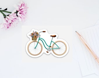 Floral Basket Bicycle Sticker | Laptop Sticker | Laptop Decal | Die Cut Sticker | Vinyl Sticker | Waterproof