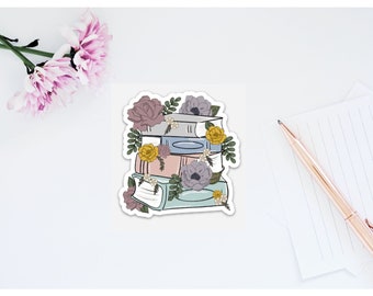 Flower Book Sticker Die Cut Sticker | Vinyl Sticker, Die Cut Sticker, Laptop Sticker, Decal |  Vinyl Sticker | Waterproof