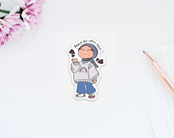 Islamic Hijabi Peace be Upon You | Hijabi Sticker | Cute Muslim Sticker | Islamic Laptop Sticker | Vinyl Sticker | Waterproof
