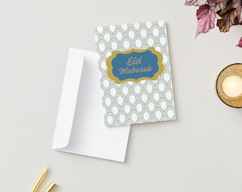 Eid Mubarak Card| Elegant Design Eid Cards | Gold and Blue Eid Card | Eid Mubarak | Eid Greeting Card |Perfect for Gift Giving