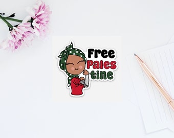 Pegatina de vinilo con hiyab palestino: Recaudación destinada a Gaza