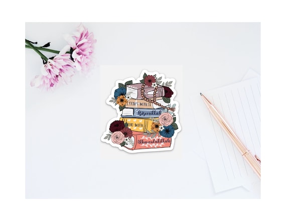 Islamic Book Stack Sticker: Muslim Quote, Waterproof Vinyl Laptop Decal