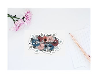 Alhamdulillah Floral Vinyl Sticker - Islamic Muslim Gift