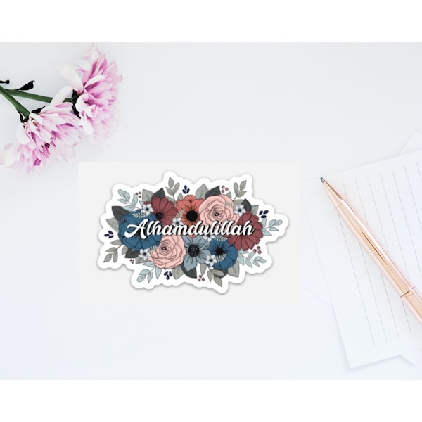 Alhamdulillah Floral Vinyl Sticker - Islamic Muslim Gift
