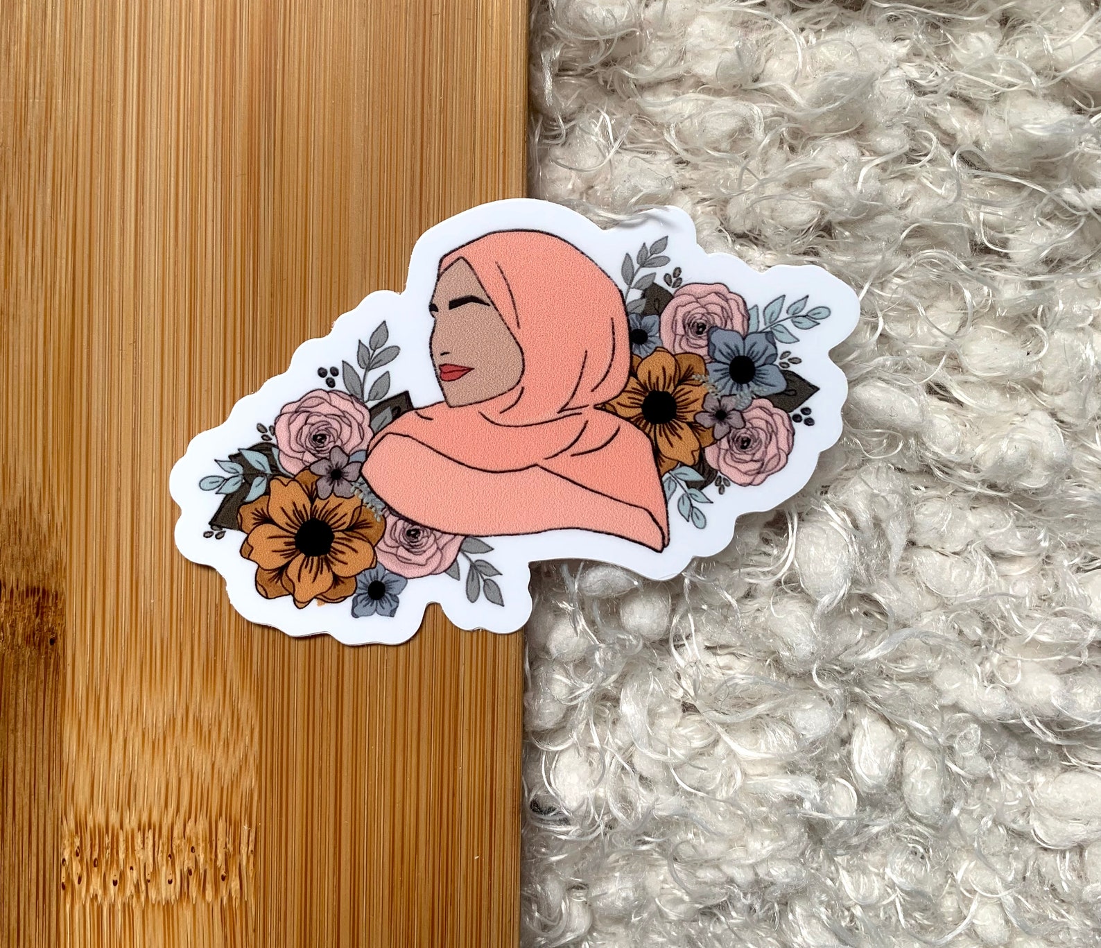 Floral Hijabi Sticker Cute Muslim Sticker Islamic Laptop | Etsy