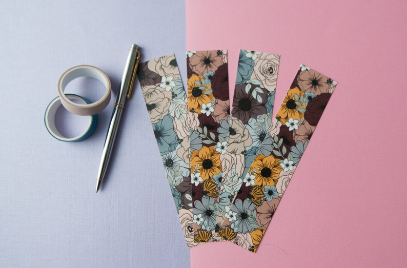 Floral Set of 4 Double Sided Bookmarks image 1