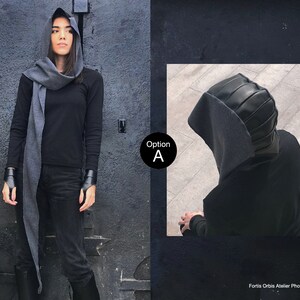 Women and Men (Unisex) Dystopian style Hooded Scarf handmade by Fortis Orbis Atelier