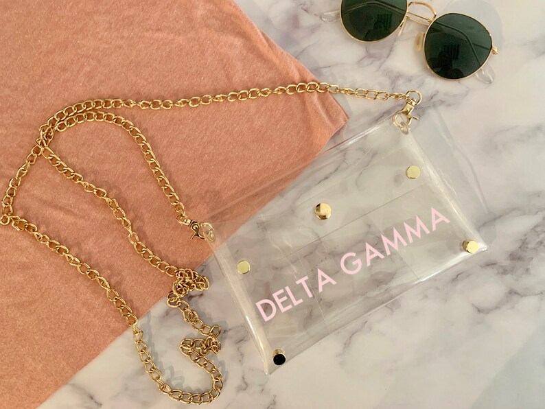 Custom Sorority Clear Stadium Cross Body Bag University Game Day Purse Personalized College Slogan Clutch Big Little Gift
