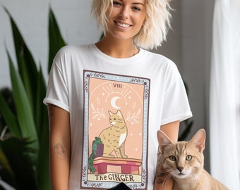Tarot Shirt Ginger Tabby Cat Shirt Orange Cat Themed Gift Cat Mom Cat Dad Mystical Shirt Cute Cat Shirt Occult Shirt Cat Tarot Shirt