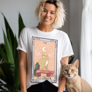 Tarot Shirt Ginger Tabby Cat Shirt Orange Cat Themed Gift Cat Mom Cat Dad Mystical Shirt Cute Cat Shirt Occult Shirt Cat Tarot Shirt