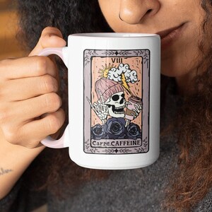 Tarot Card Coffee Cup 15 oz Skull Coffee Mug Whimsioth Gothcore Mug Witchcore Mug Witchy Coffee Cup Soft Goth Mug