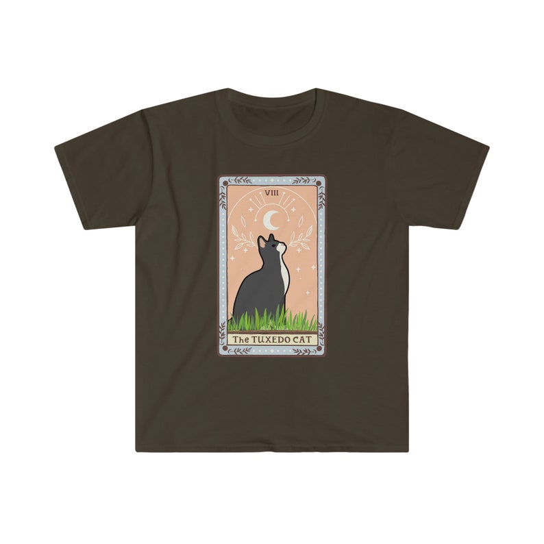 Tarot Shirt Goth Tuxedo Cat Shirt Cat Themed Gift Cat Mom Cat Dad Mystical Shirt Cute Cat Shirt Occult Shirt Black and White Cat Tarot Shirt Dark Chocolate