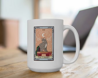 Tabby Cat Tarot Gray Tabby Cat Mug tabby Cat Mom Tabby Cat Dad Cat Themed Gift Ceramic Mug 15oz