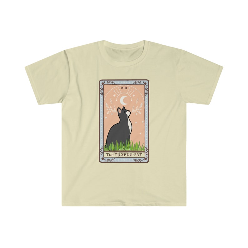 Tarot Shirt Goth Tuxedo Cat Shirt Cat Themed Gift Cat Mom Cat Dad Mystical Shirt Cute Cat Shirt Occult Shirt Black and White Cat Tarot Shirt Natural