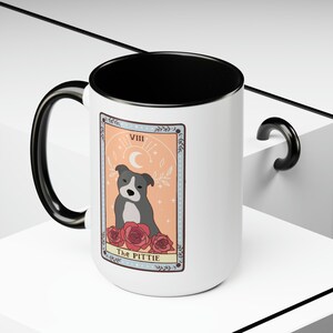 Pittie Tarot Mug Pit Bull Coffee Mug Bully Dog Gift Pitty Mom Pitty Dad Mystical Mug Cute Pittie Cup Occult Mug Pit Bull Tarot 15 oz Mug image 6