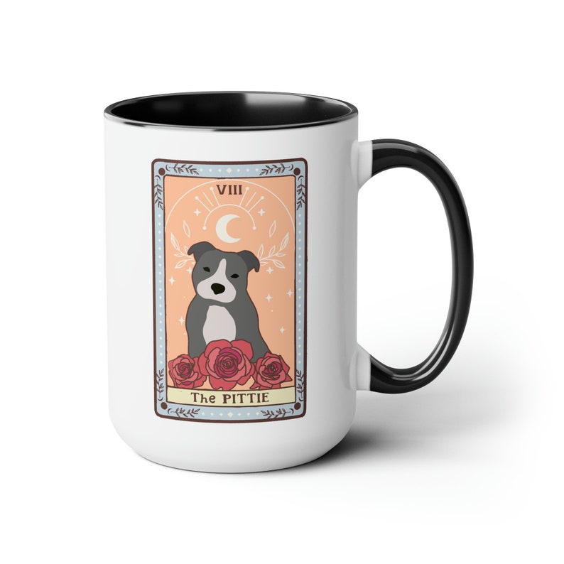 Pittie Tarot Mug Pit Bull Coffee Mug Bully Dog Gift Pitty Mom Pitty Dad Mystical Mug Cute Pittie Cup Occult Mug Pit Bull Tarot 15 oz Mug image 4