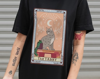 Tarot Shirt Tabby Cat Shirt Cat Themed Gift Cat Mom Cat Dad Mystical Shirt Cute Cat Shirt Occult Shirt Cat Tarot Shirt
