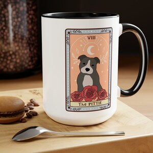 Pittie Tarot Mug Pit Bull Coffee Mug Bully Dog Gift Pitty Mom Pitty Dad Mystical Mug Cute Pittie Cup Occult Mug Pit Bull Tarot 15 oz Mug image 5