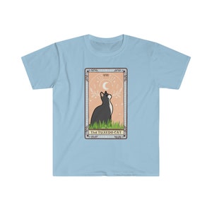 Tarot Shirt Goth Tuxedo Cat Shirt Cat Themed Gift Cat Mom Cat Dad Mystical Shirt Cute Cat Shirt Occult Shirt Black and White Cat Tarot Shirt Light Blue