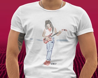 Eddie Van Halen T-Shirt White Black Unisex - Original Art