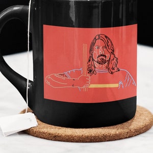 Dave Grohl Coffee Mug Black Ceramic Glossy for Nirvana Foo Fighters Music Fans - 11oz 15oz - Original Art