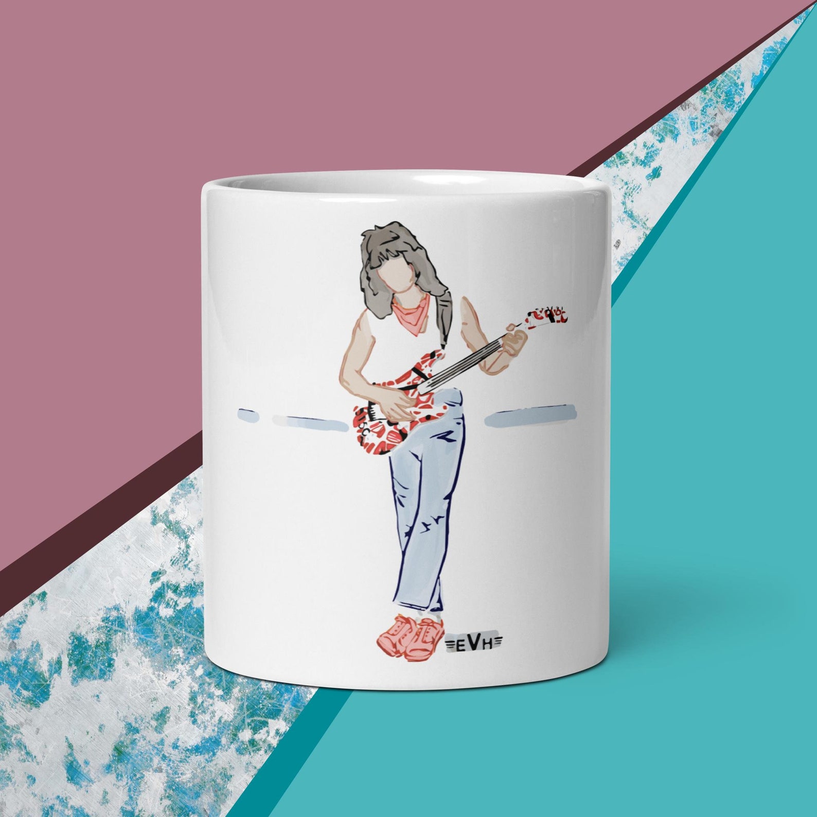 Eddie Van Halen Coffee Mug White Ceramic Glossy for Van Halen EVH Music