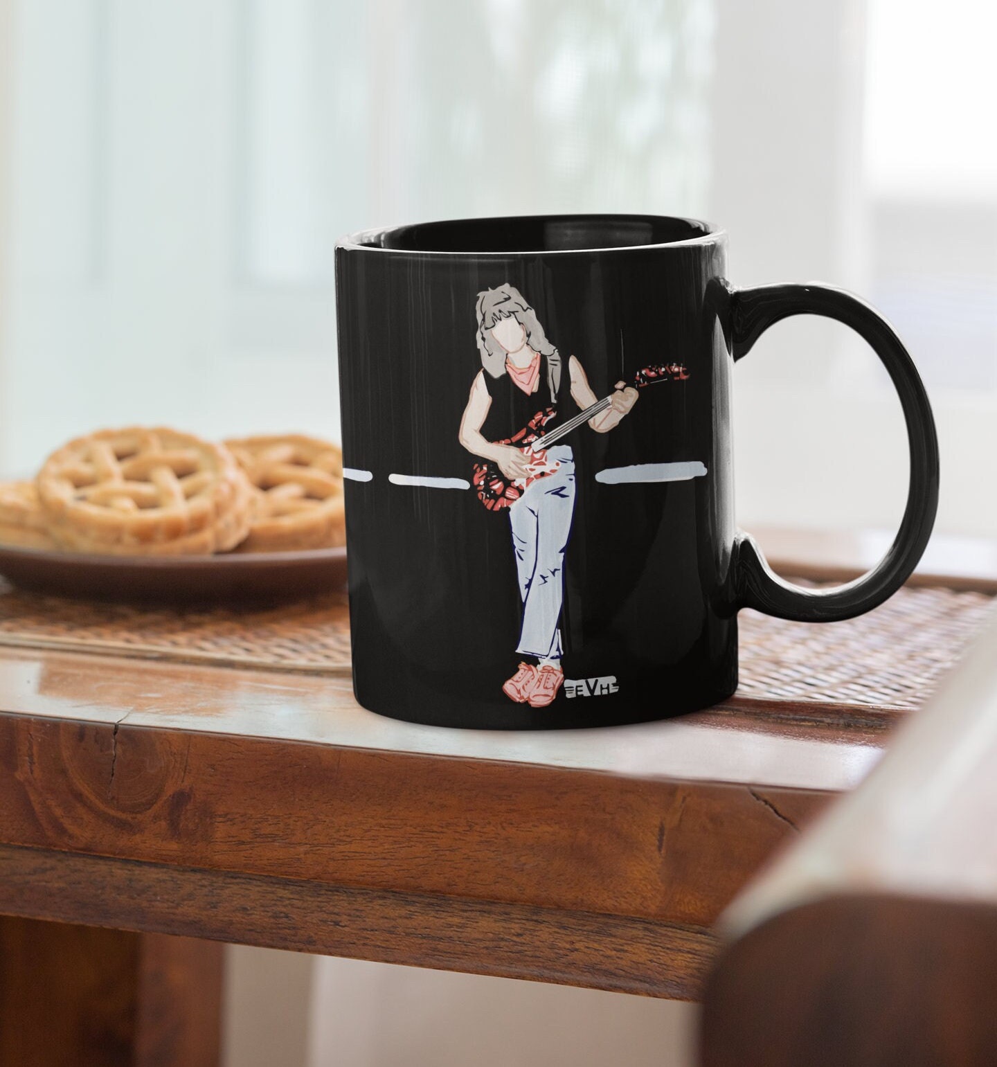 Eddie Van Halen Coffee Mug Black Ceramic Glossy for Van Halen Music