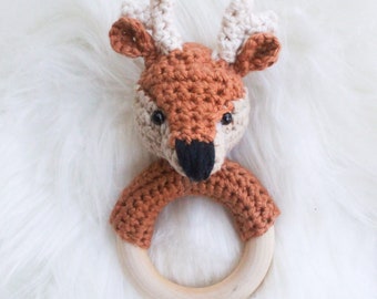 Crochet baby rattle *Hunter the Deer*