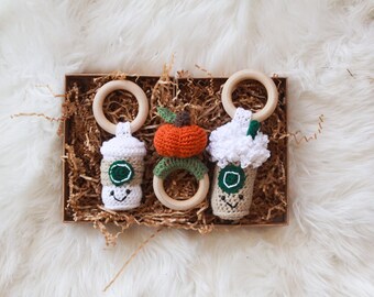 Crochet baby rattle *Pumpkin Spice Bundle*