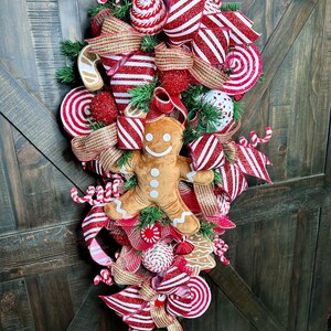 Gingerbread Man Teardrop Swag Christmas Wreath Holiday - Etsy