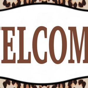 Leopard Print Welcome Wreath Sign, Leopard Wreath Attachment, Wreath Supplies, Animal Print Welcome Sign, 12" Metal Sign, Sign For Wreath