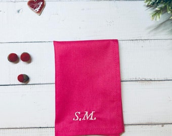 Personalised Embroidered Handkerchief/White Organic Cotton/Custome Gift for Her&Him, Wedding Gift/Eco Friendly Pocket Square UK/Your Text