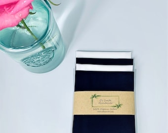 Organic Cotton Handkerchief - Perfect Gift for Women/Men - Handmade - Wedding Gift - Sustainable -  Hanky/Hankies/Pocket Square UK
