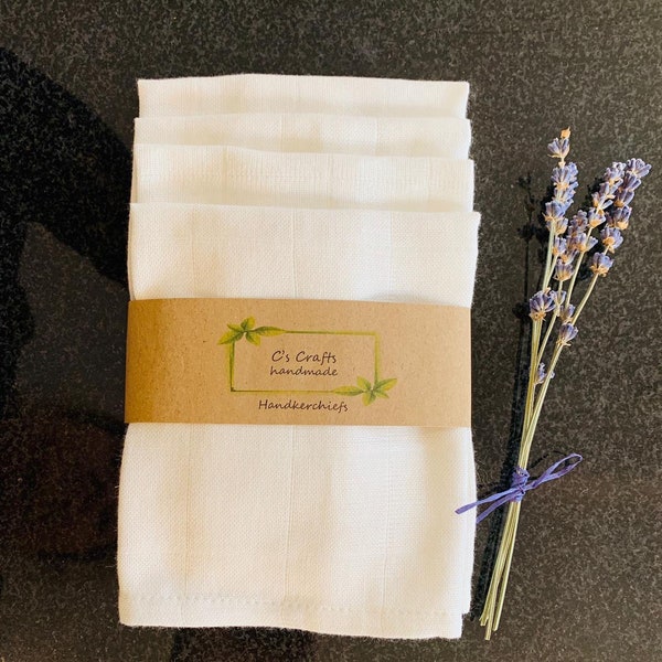 100% Organic Bamboo & Cotton Off White Handkerchief - Perfect Gift-Eco Friendly-Sustainable -Hanky/Hankies/Pocket Square UK