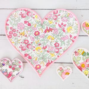 Heart Applique Embroidered Liberty London Fabric, Iron-On Transfer Patch, Sew-On Patch, Personalized Gift, Custom Patch,Clothing Accessorize