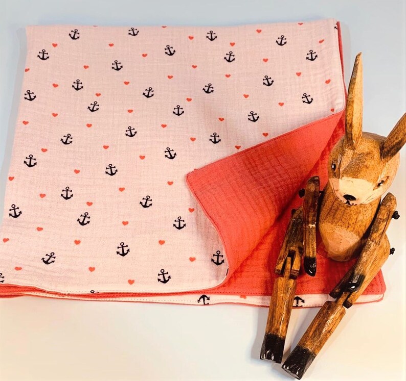 100% Organic Cotton Muslin Baby Burp Cloth/Comfort blanket - Handmade - Perfect baby Gift bild 6