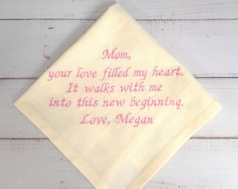 Personalised Embroidered Handkerchief/White Organic Cotton/Custome Gift for Her&Him/Wedding Gift/Eco Friendly Pocket Square UK/Your Own Text