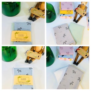 Organic Cotton Muslin Burp Cloths | Set of 2 | Baby Comforter | Face Cloths | New Baby | Baby Shower Gif | Handmade|25x30cm/23x23cm/15x15cm bild 3