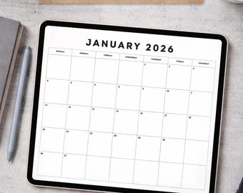 2026 Monthly Digital Planner | Minimalist Template, GoodNotes, Notability (Digital Download)