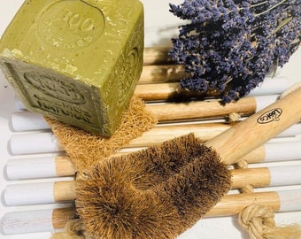 Coconut Fibre Dish Brush with Organic Marseille Soap & Soap Rest