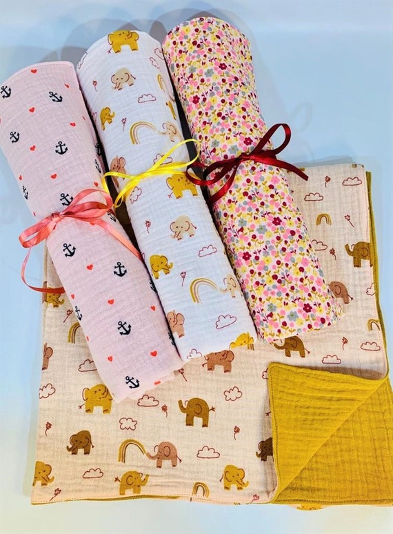 100% Organic Cotton Muslin Baby Burp Cloth/Comfort blanket - Handmade - Perfect baby Gift