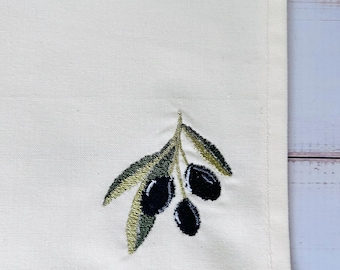 Personalised Embroidered Handkerchief/White Organic Cotton/Custome Gift for Her&Him/Wedding Gift/Eco Friendly Pocket Square UK/Olive Branch