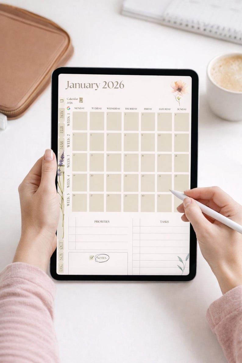 2026 Floral Digital Planner for iPad | Hyperlinked PDF for Goodnotes ...